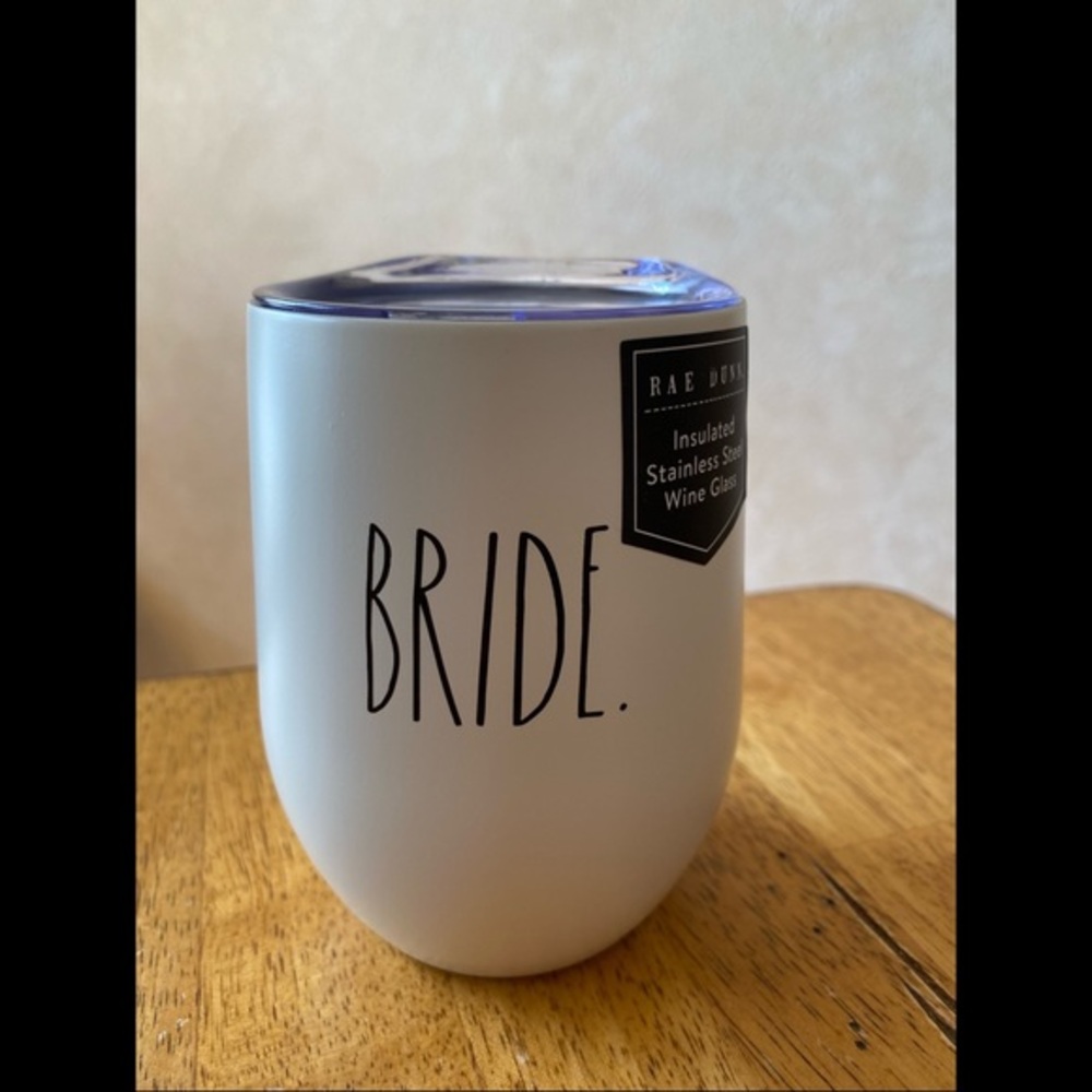 Rae Dunn BRIDE Insulated Stainless Steel Wine Glass with Lid BRAND NEW!!